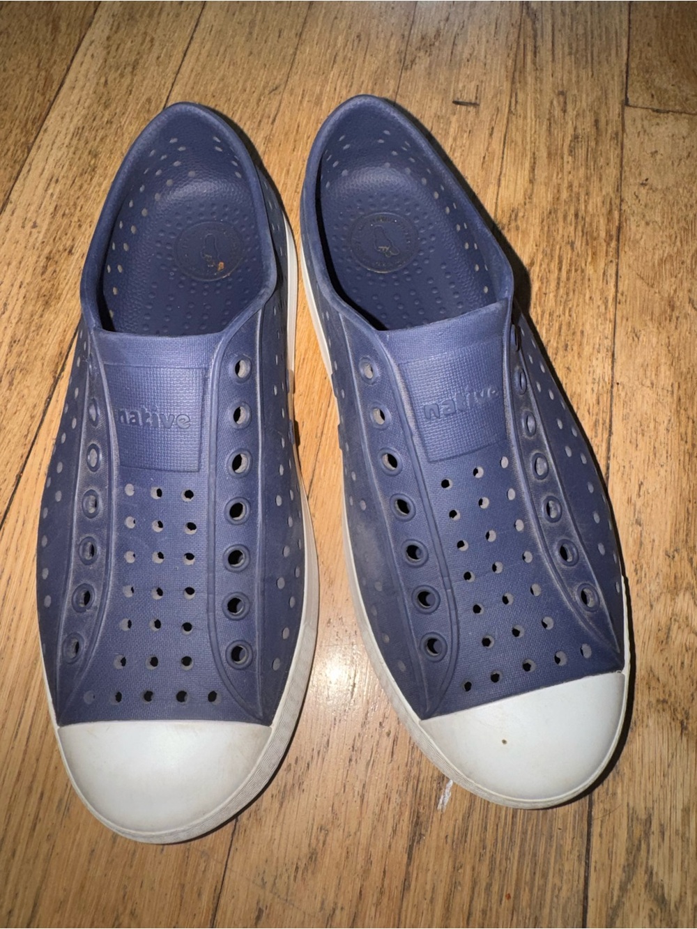Native JEFFERSON J5 Slip-On Sneakers in Navy with White Toe Cap